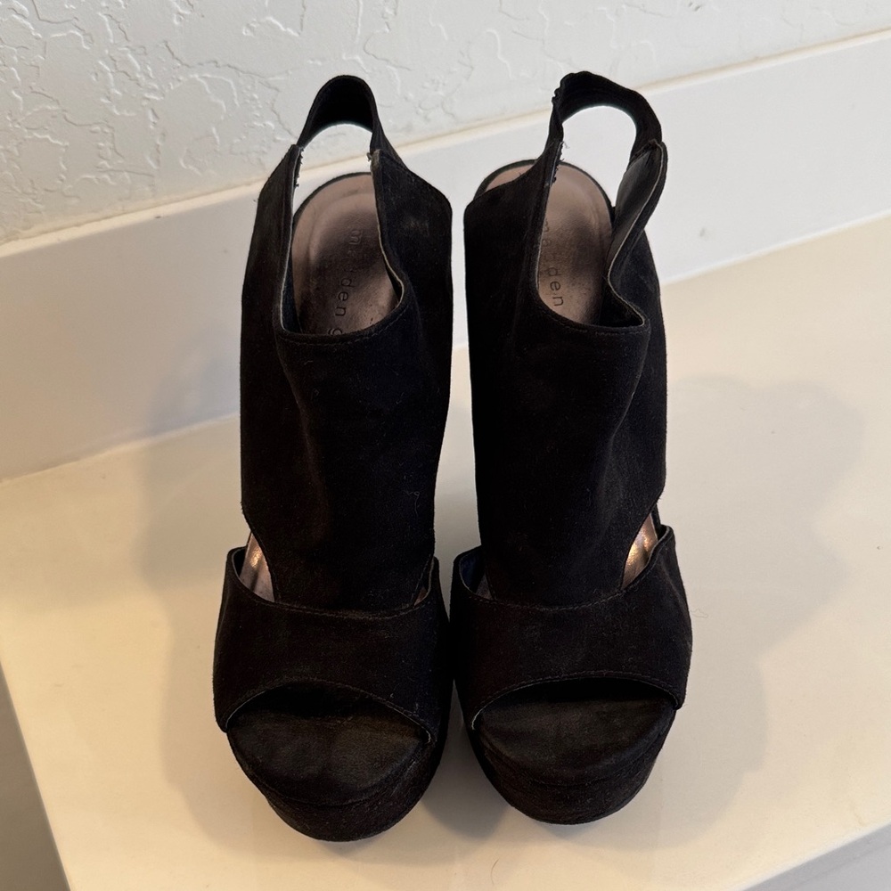 Madden Girl Black Peep-Toe Heels
